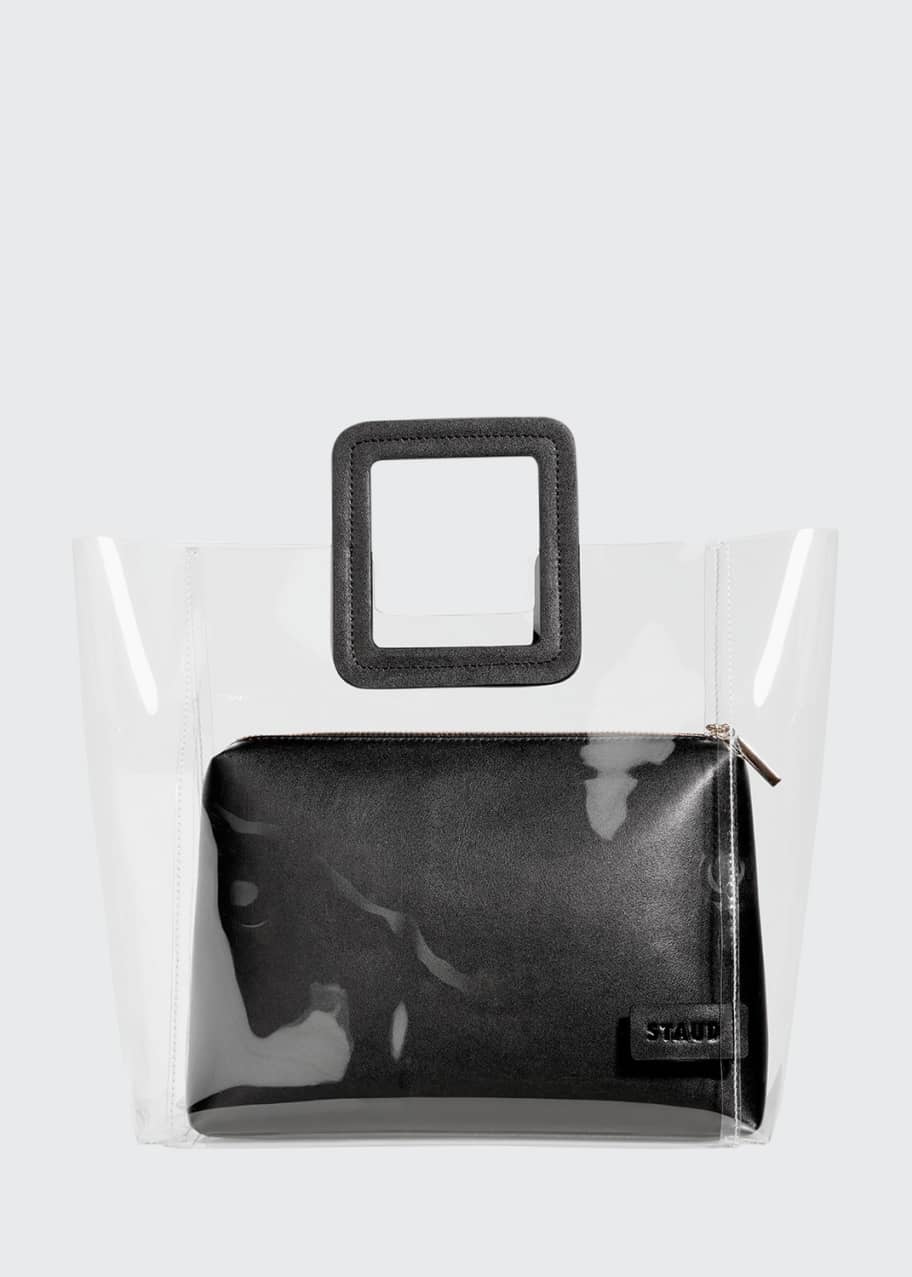 Image 1 of 1: Shirley Clear PVC and Leather Tote Bag