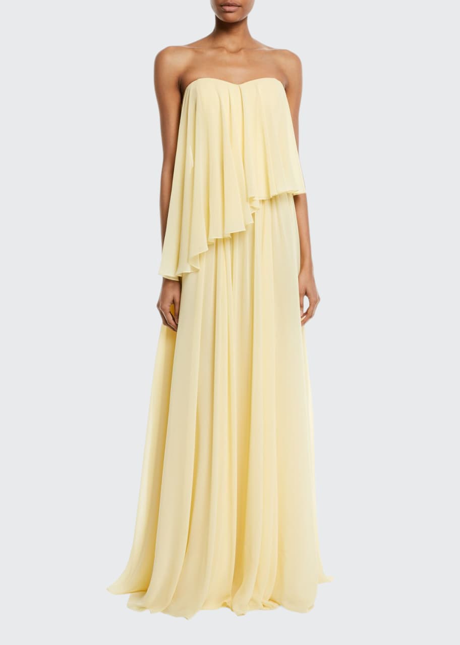 Badgley Mischka Collection Asymmetric Strapless Popover Gown Bergdorf Goodman