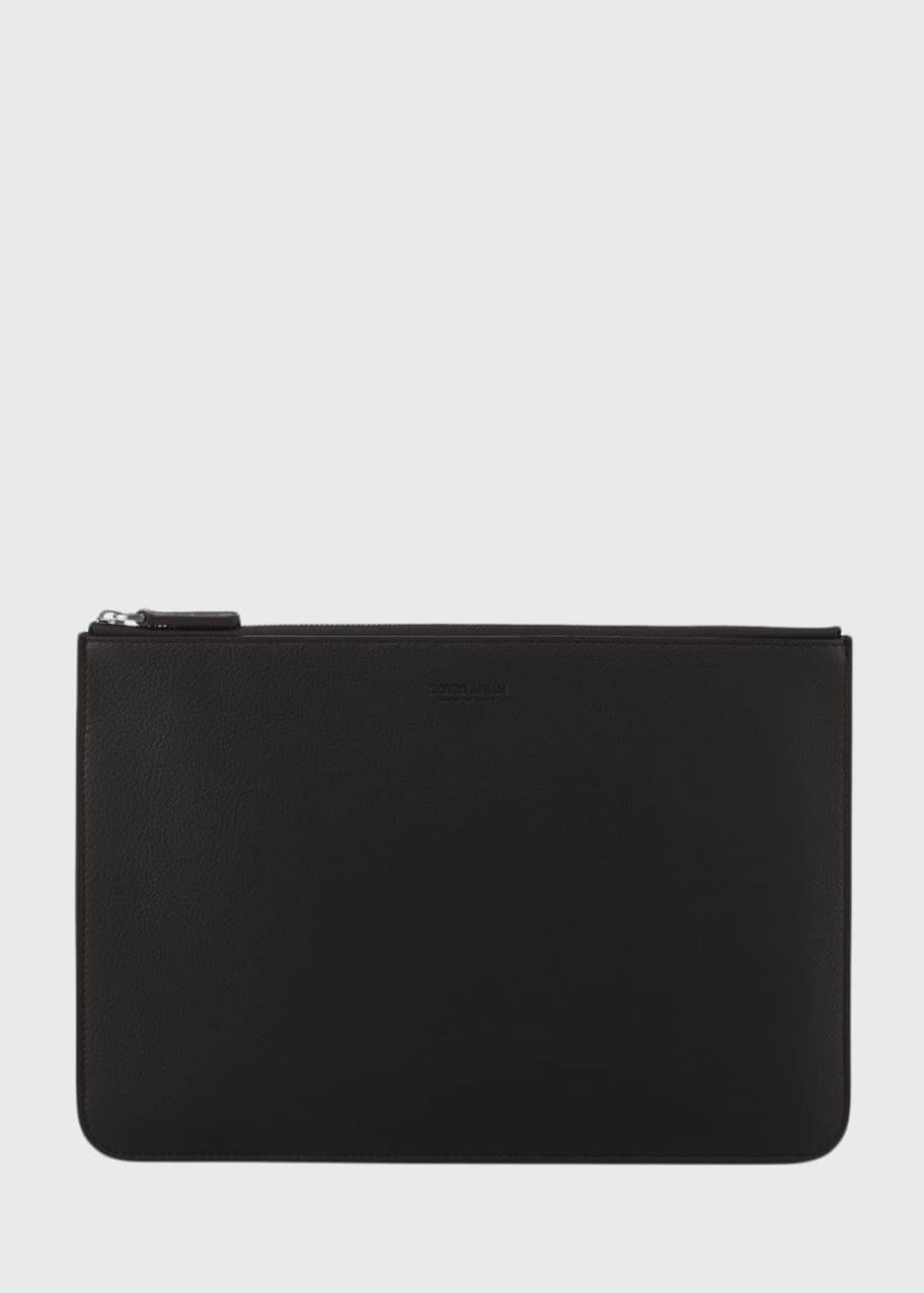 Armani Men's Tumbled Leather Document Holder, Brown Bergdorf