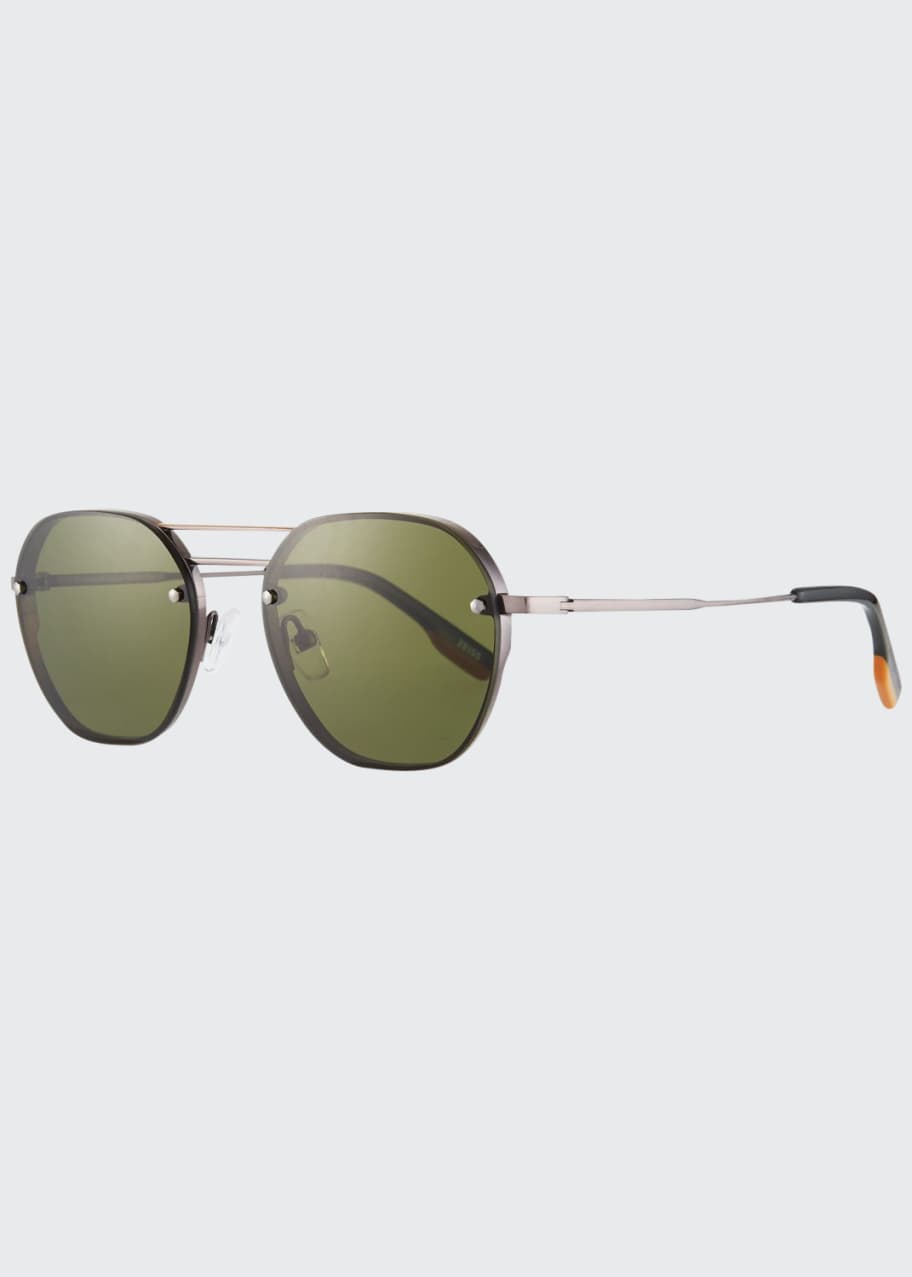 Image 1 of 1: Men's Round Titanium Aviator Sunglasses