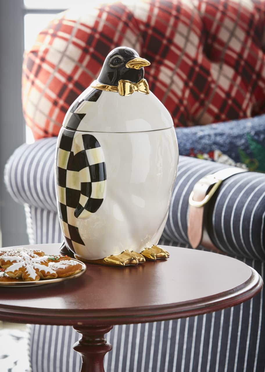 MacKenzie-Childs Courtly Check Penguin Cookie Jar - Bergdorf Goodman