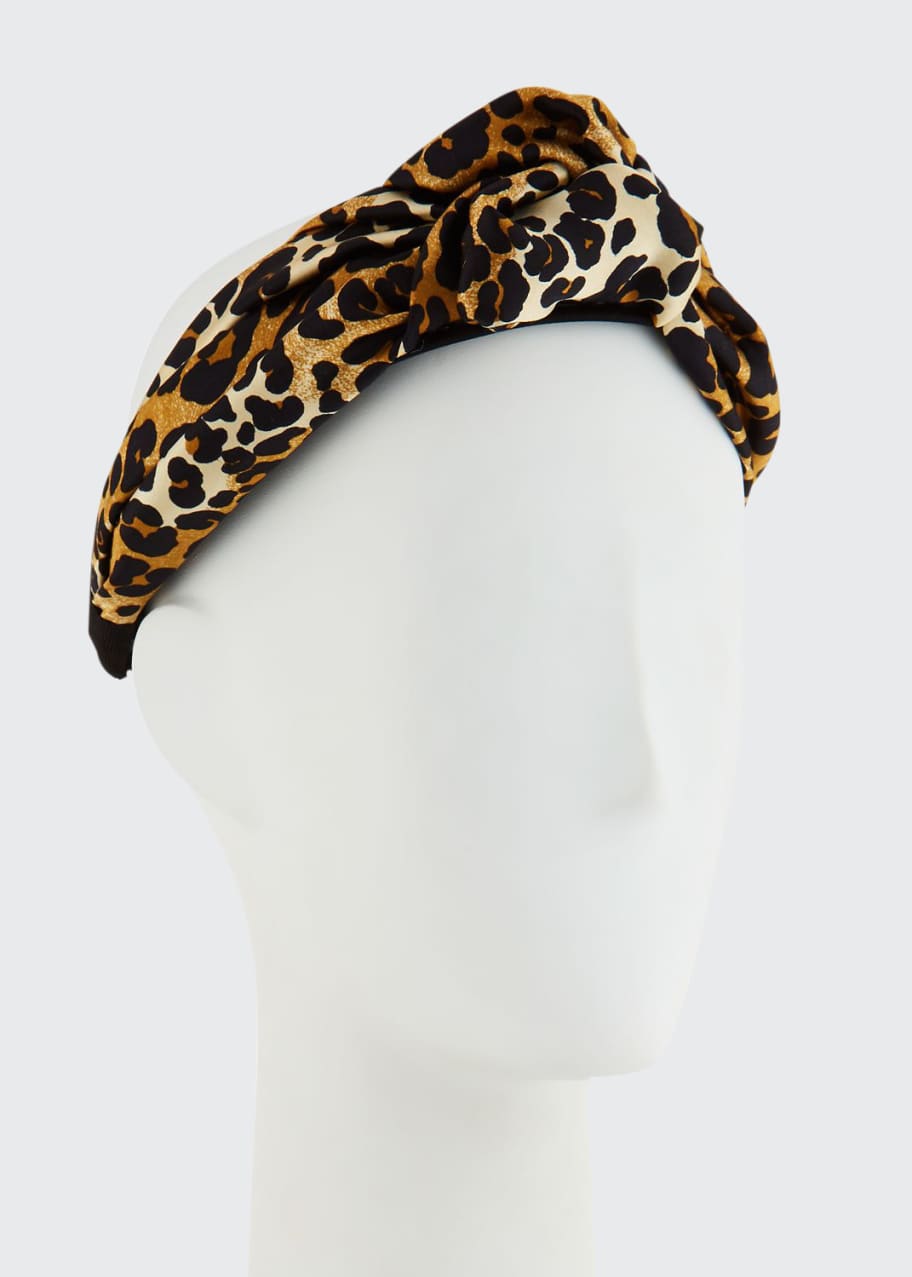 Image 1 of 1: Fiona Silk Leopard Knotted Headband