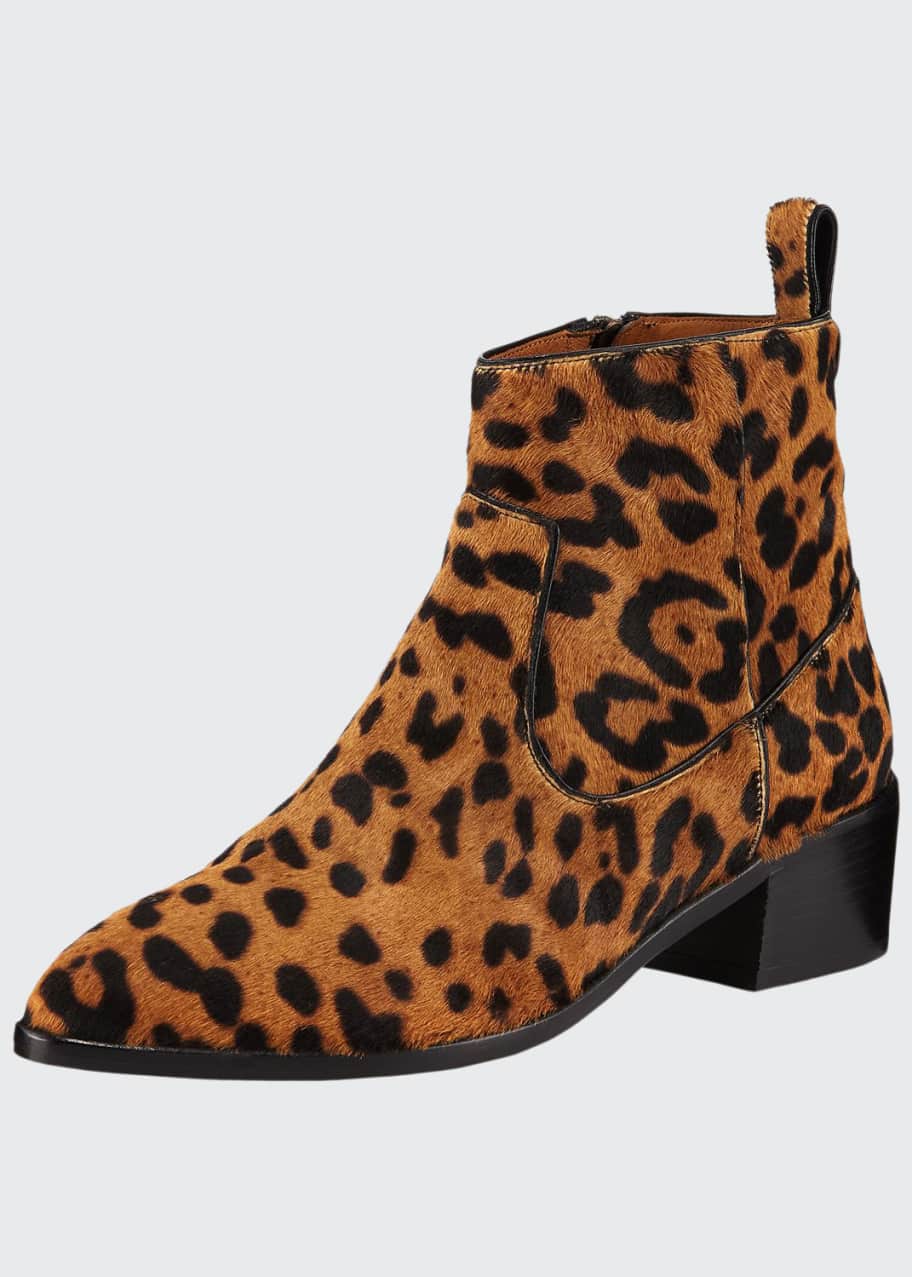 Veronica Beard Tanner Low Heel Leopard Print Booties Bergdorf