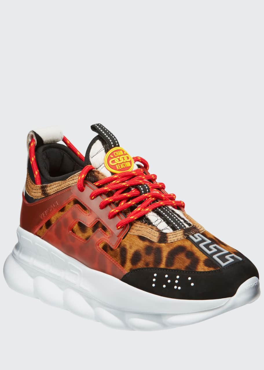 Image 1 of 1: Men's Chain Reaction Greek Key-Print Sneakers, Leopard