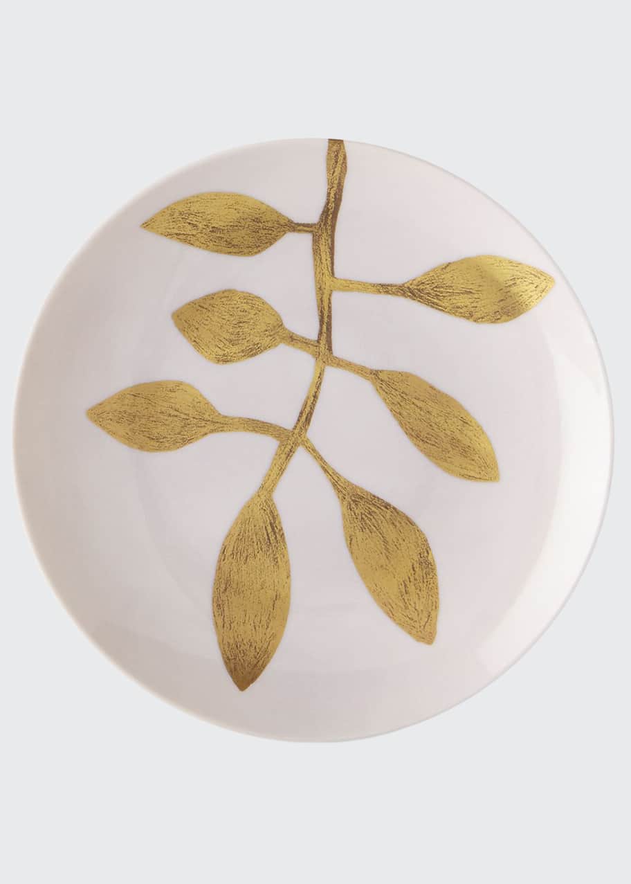 Image 1 of 1: Daphne Camelia Gold-Leaf Dessert Plate, Pink