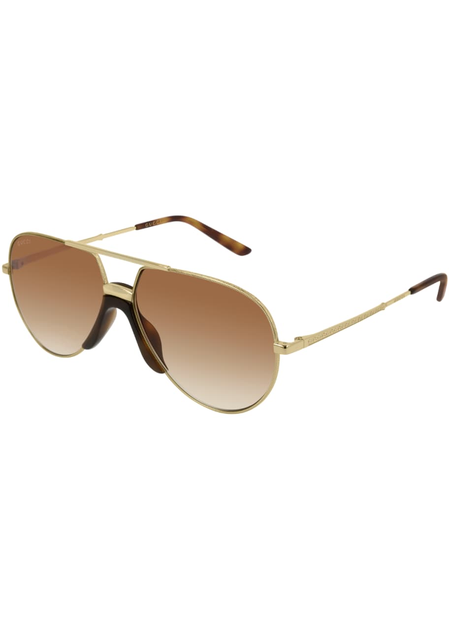 Engraved Metal Aviator Sunglasses w Contrast Nose Pad