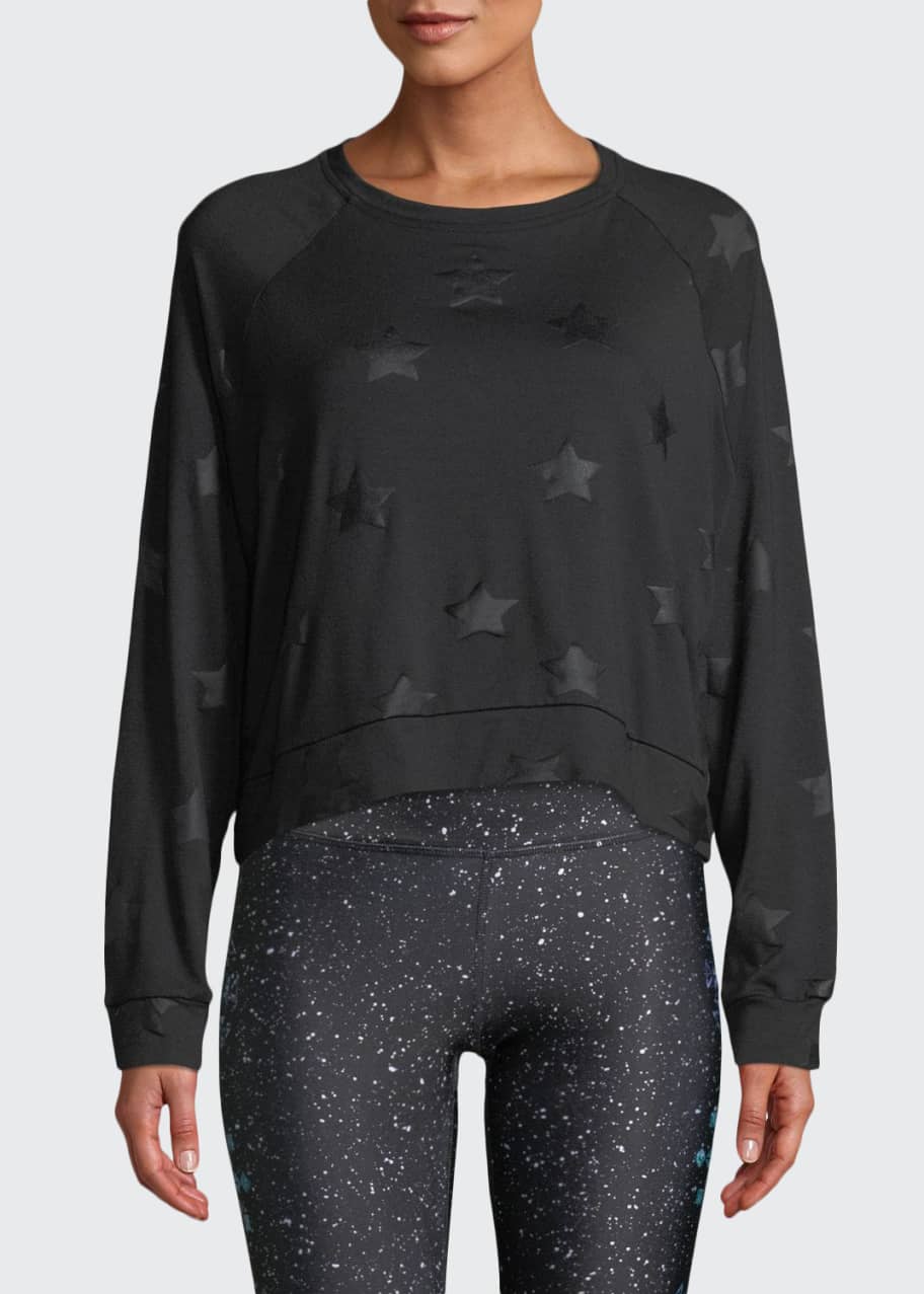 Terez Star Print Foil Cropped Crewneck Sweatshirt Bergdorf Goodman