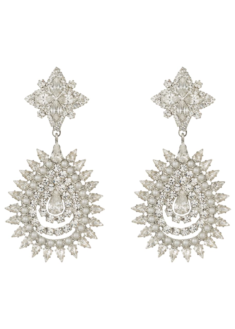Image 1 of 1: Lea Crystal & Pearly Statement Earrings