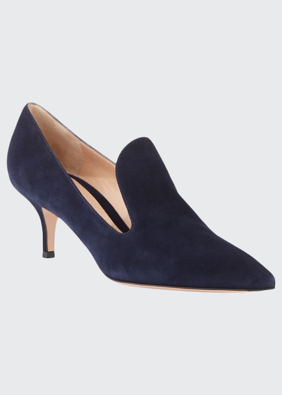Image 1 of 1: Suede Pointed Heeled Loafers