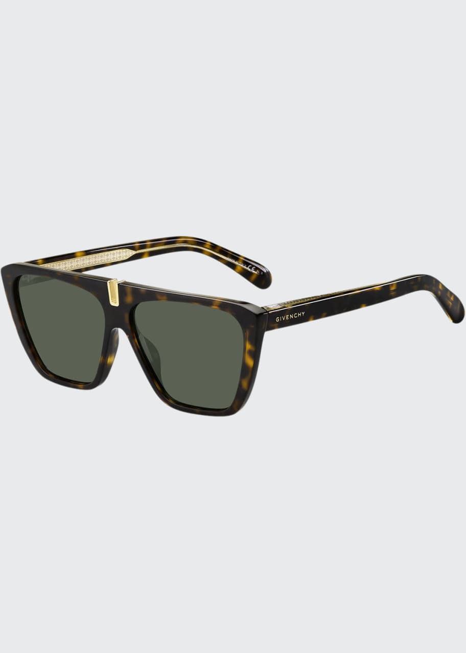 Image 1 of 1: Gradient Rectangle Metal-Trim Sunglasses
