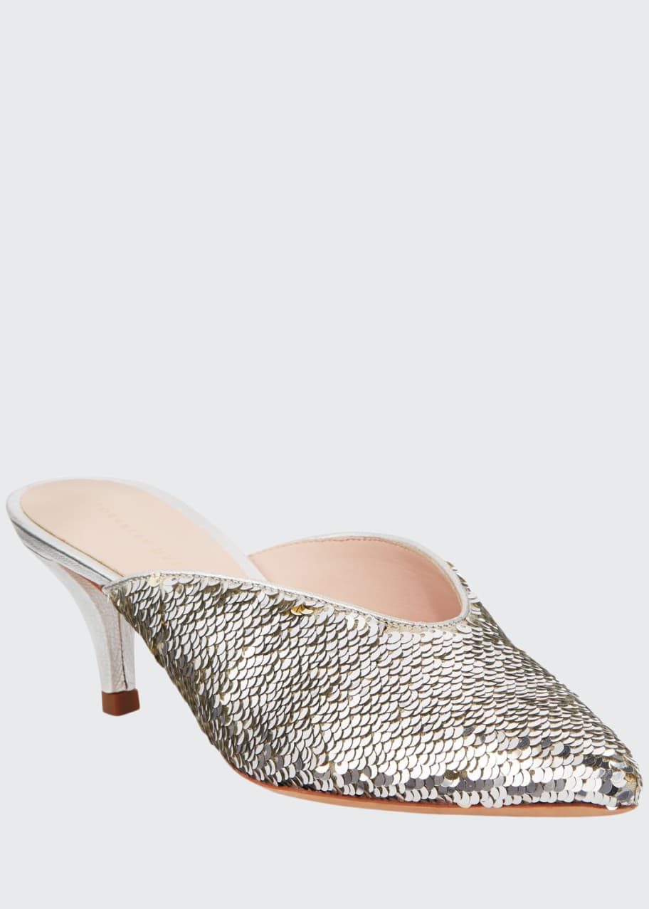 Image 1 of 1: Juno Sequin Kitten-Heel Mules