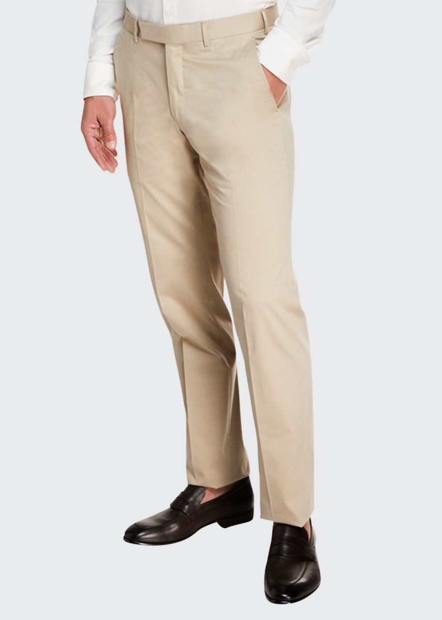 Image 1 of 1: Men's Cotton Sateen Flat-Front Pants