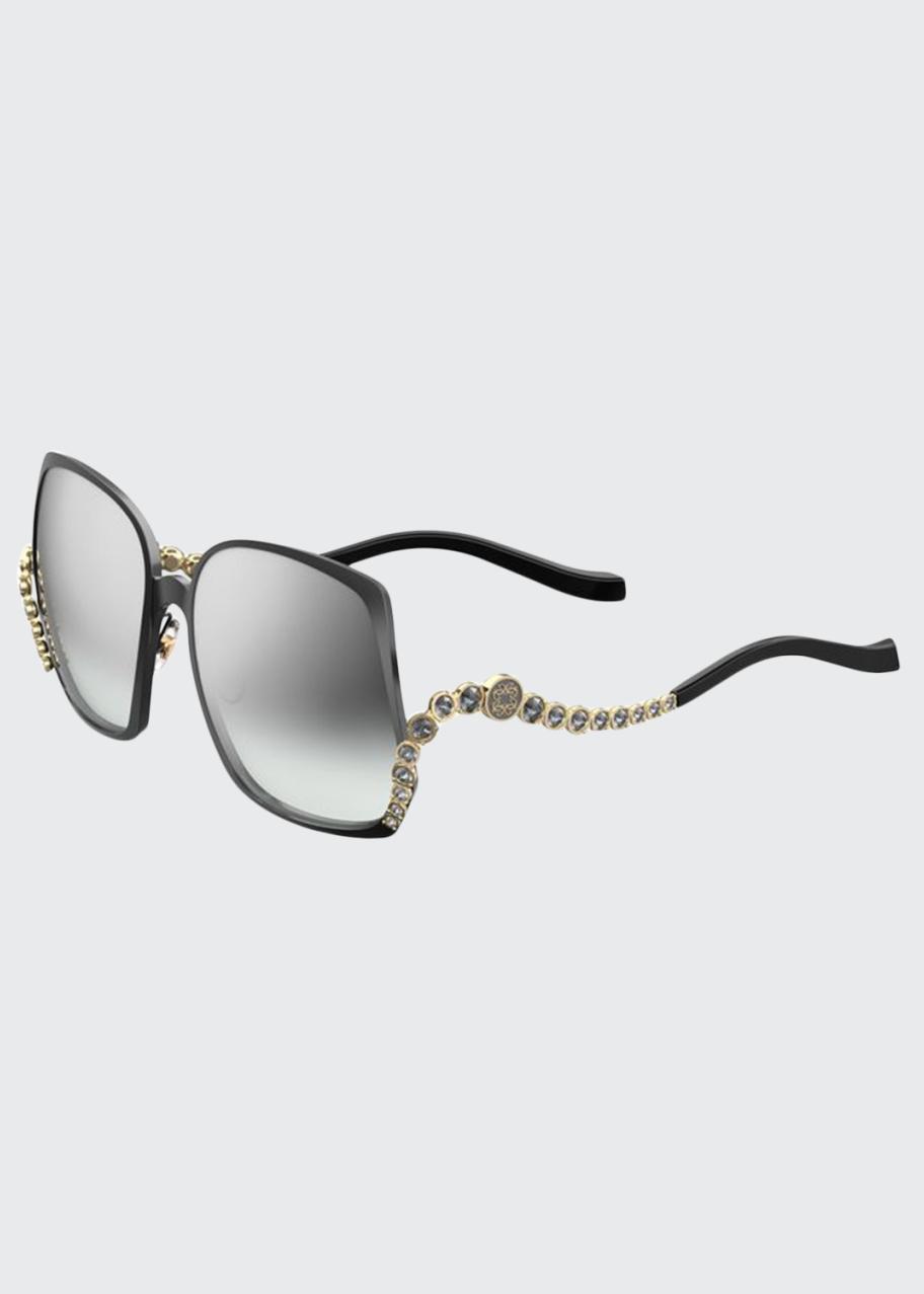 Elie Saab Square Titanium Sunglasses w/ Crystal Wave Arms  display picture 3
