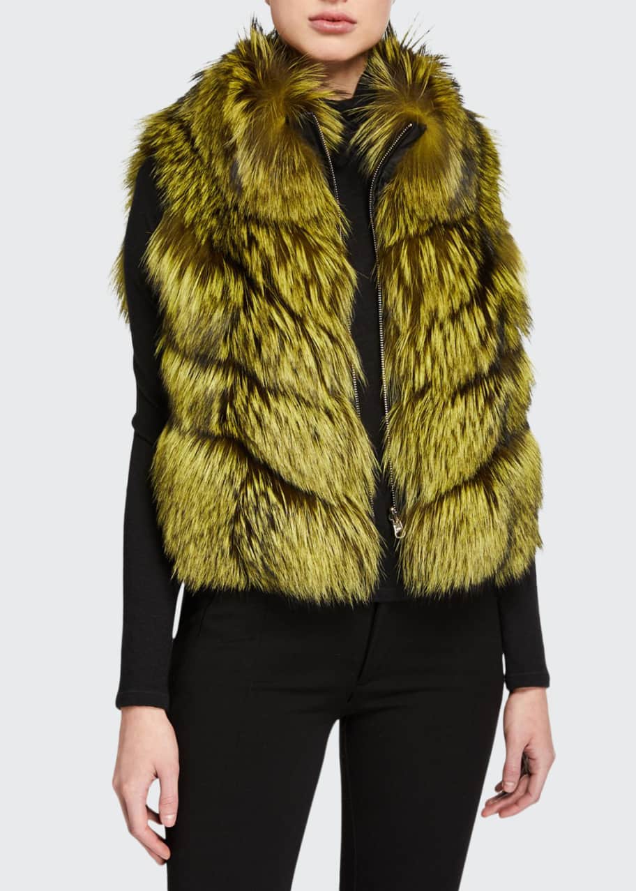 Gorski Nylon Fox Fur Reversible Chevron Vest Bergdorf Goodman