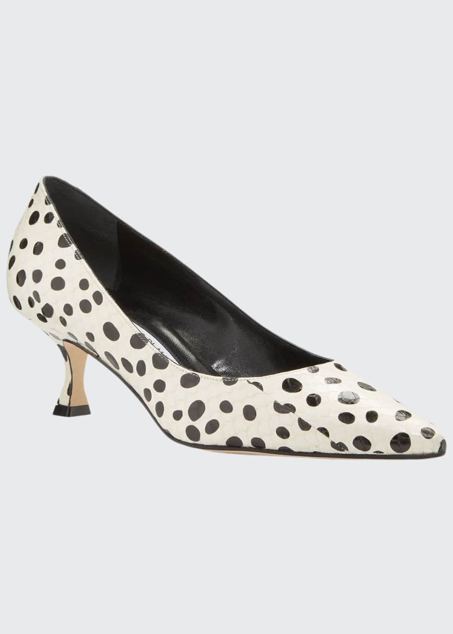 Manolo Blahnik Srila Snakeskin KittenHeel Pumps Bergdorf Goodman