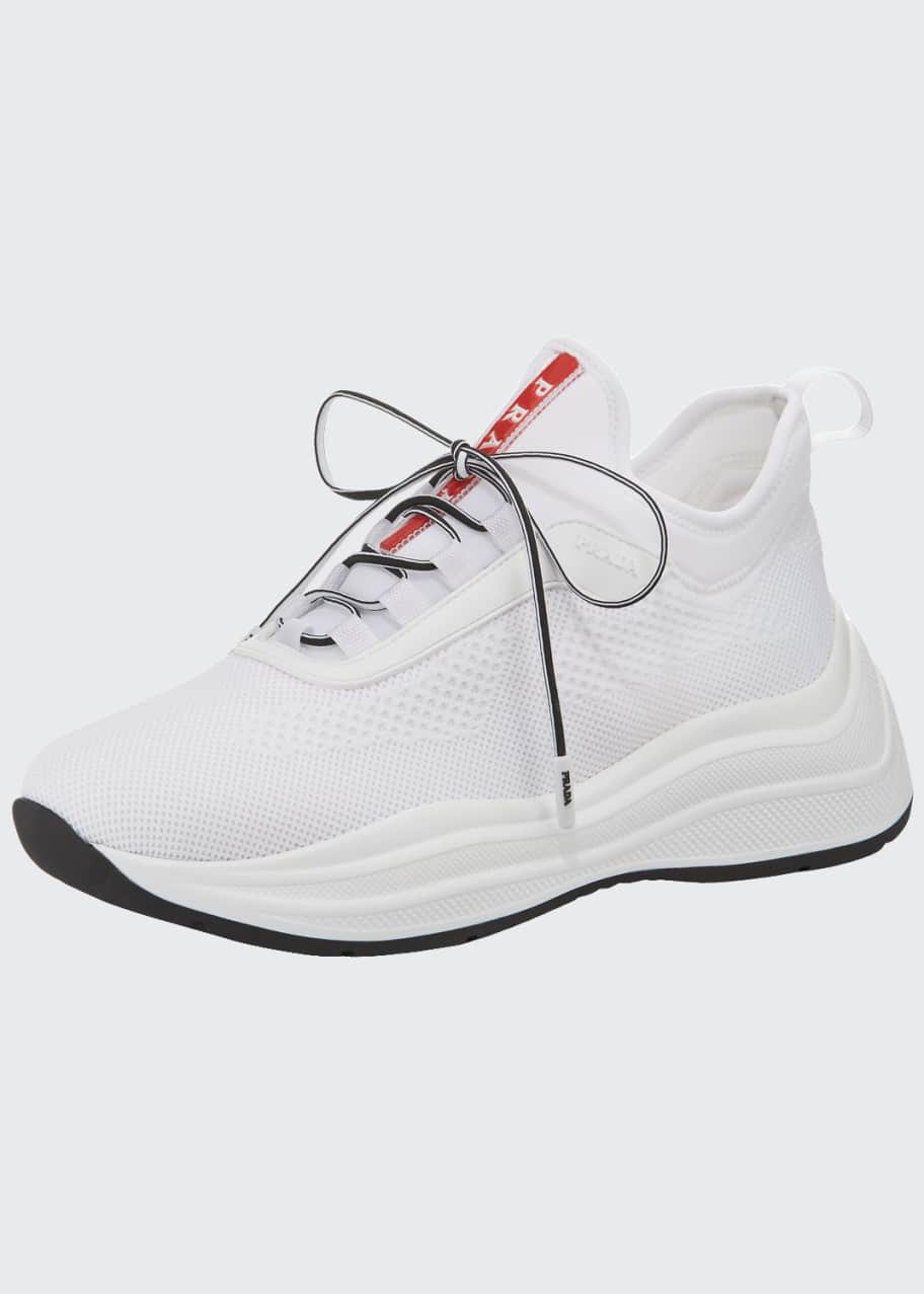 Image 1 of 1: Knit Lace-Up Trainer Sneakers