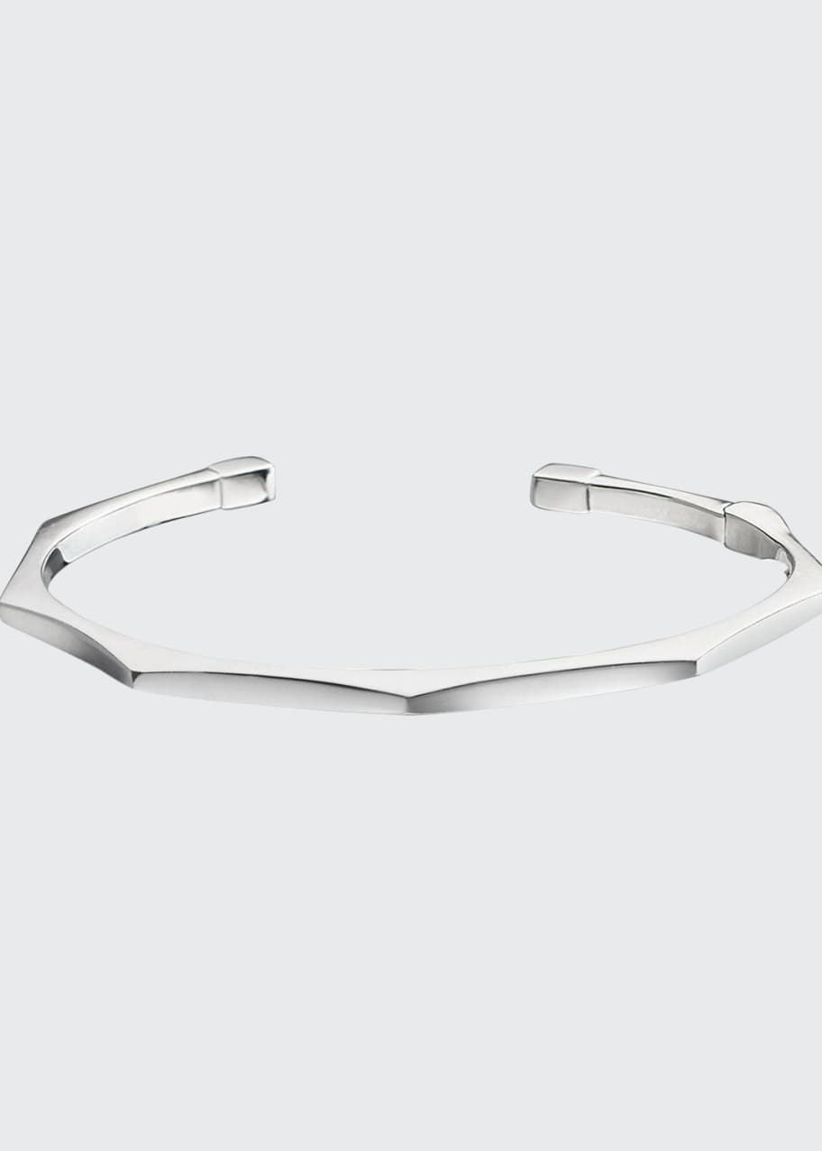 Image 1 of 1: Sterling Silver Faceted Hinged Sun Bangle
