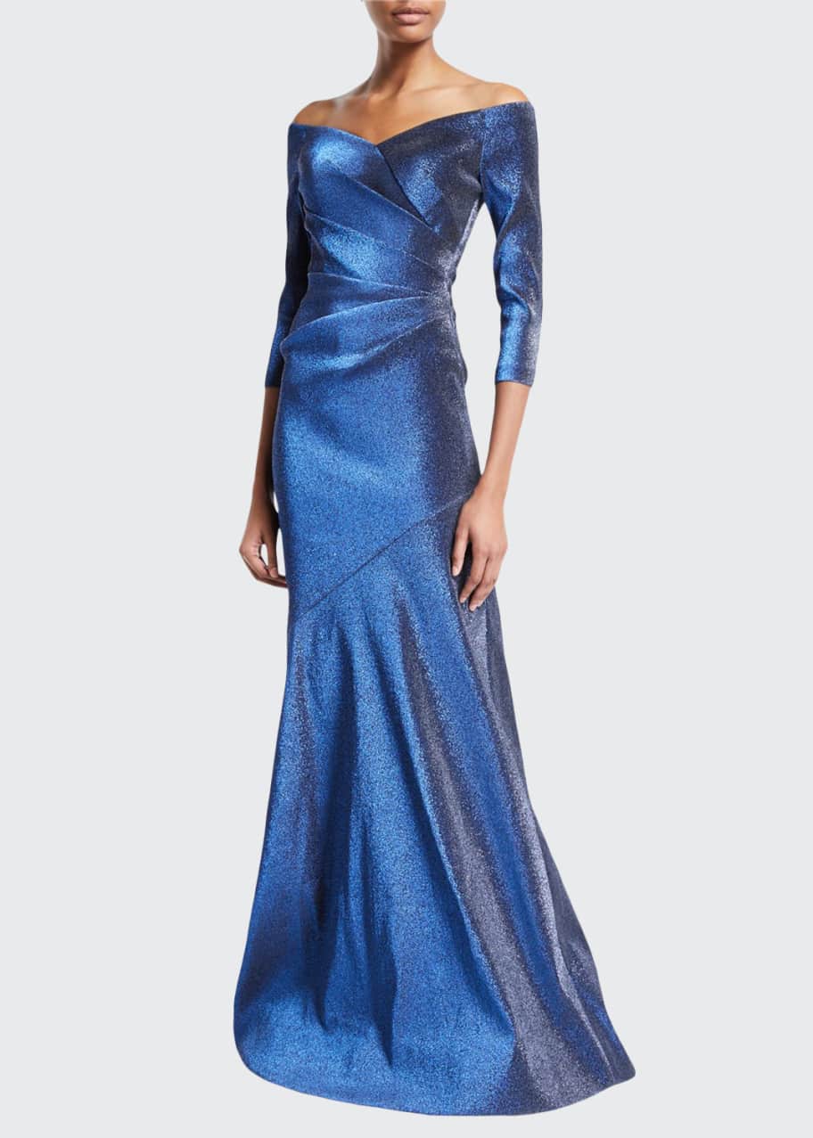fitted lace wedding dress Vintage Ungaro Metallic Mermaid Gown – Recess