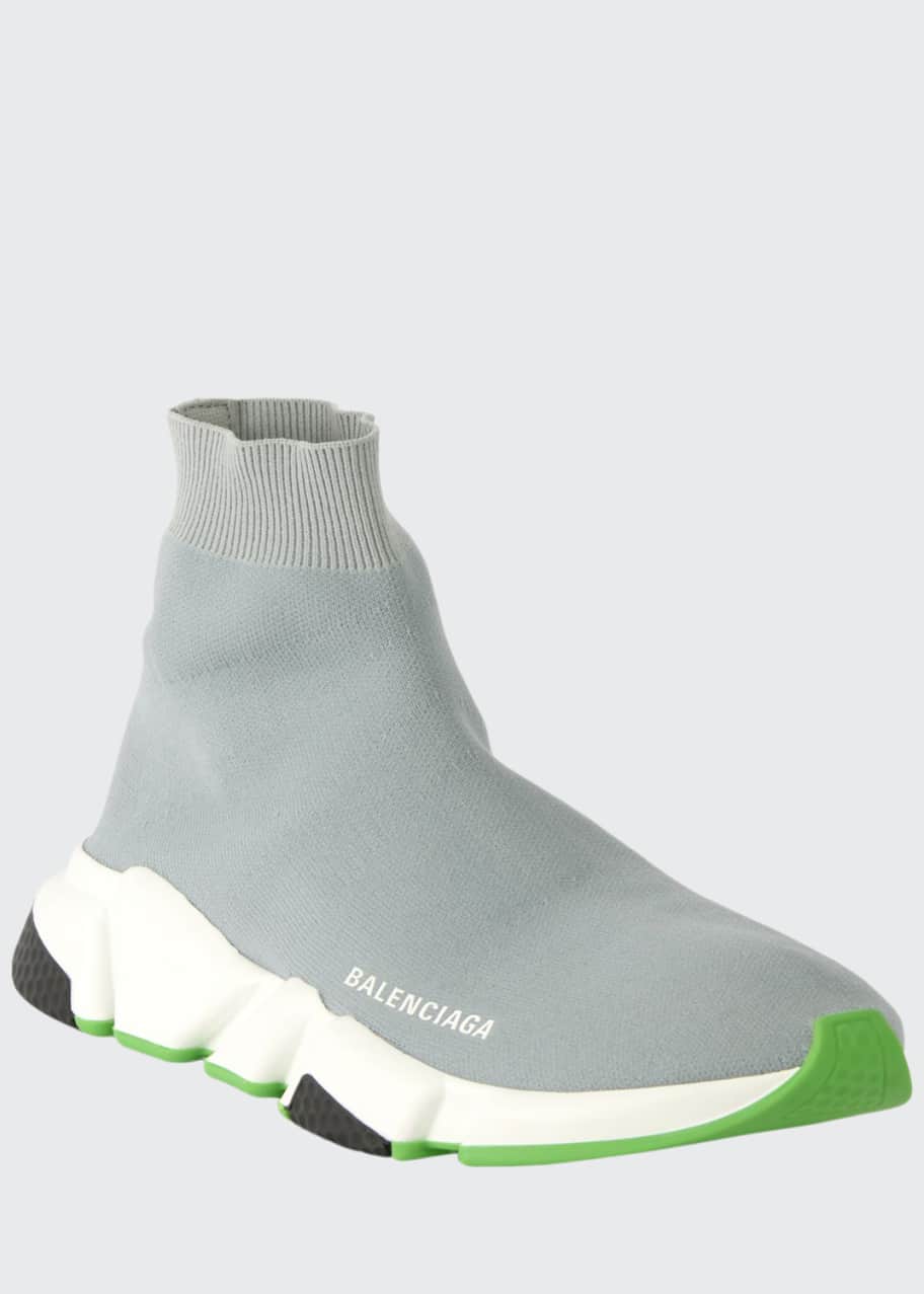 Balenciaga Men's Speed Knit Sneakers with Fluo Sole - Bergdorf Goodman