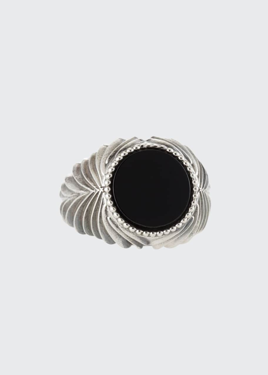 Image 1 of 1: Men's Feathered Black Onyx Ring