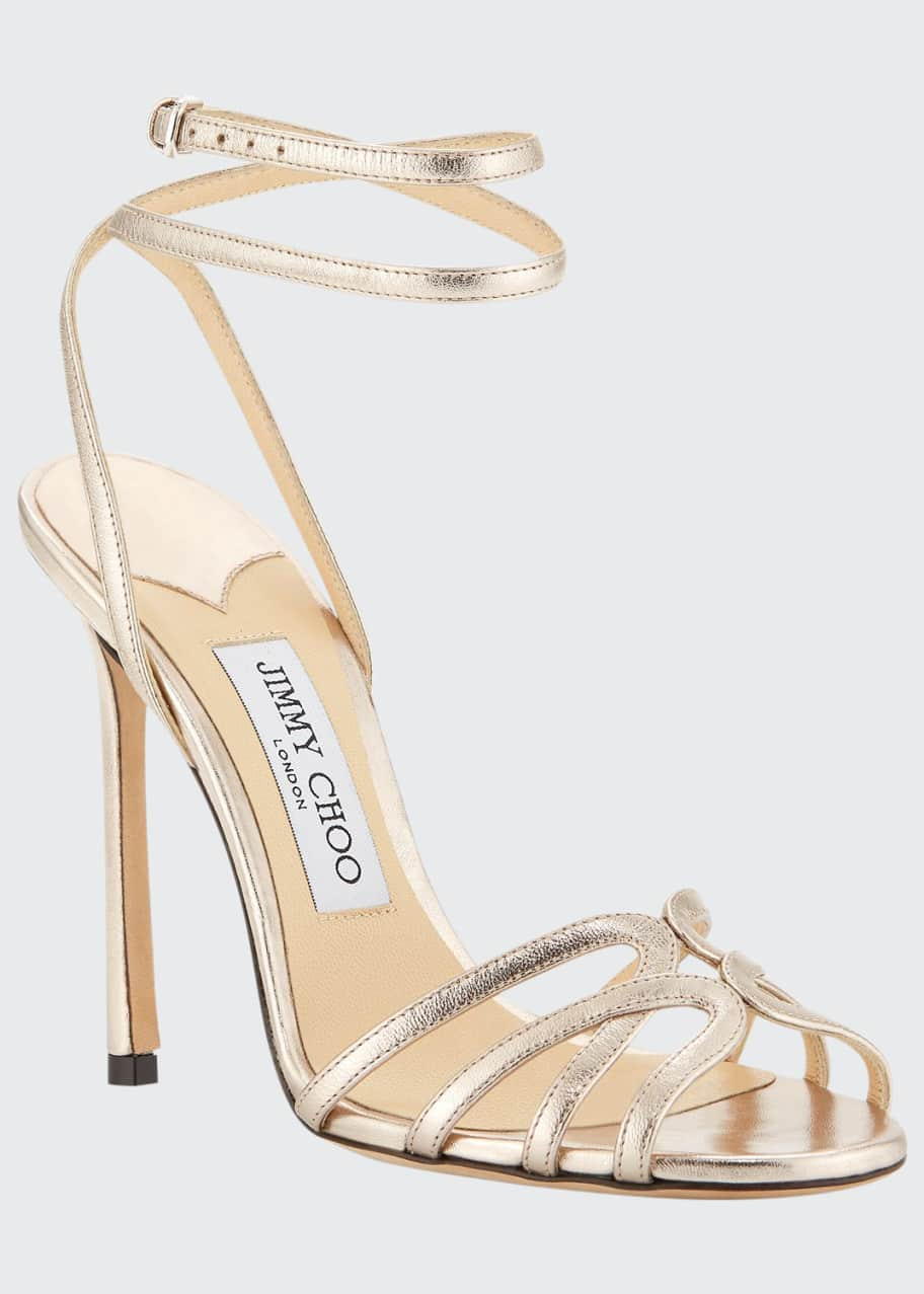 Jimmy Choo Mimi Metallic Leather Sandals - Bergdorf Goodman