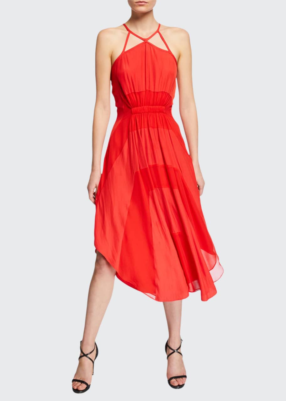 Ramy Brook Amara Halter Two Tone A Line Dress w Cutouts Bergdorf Goodman