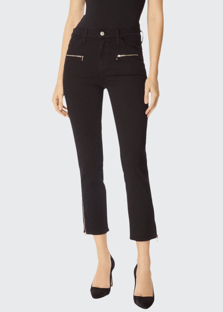 J Brand Ruby High-Rise Cropped Moto Cigarette Jeans - Bergdorf Goodman