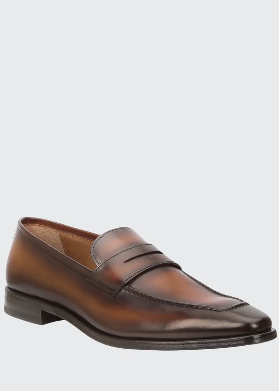 Image 1 of 1: Men's Corrado Burnished Leather Penny Loafers