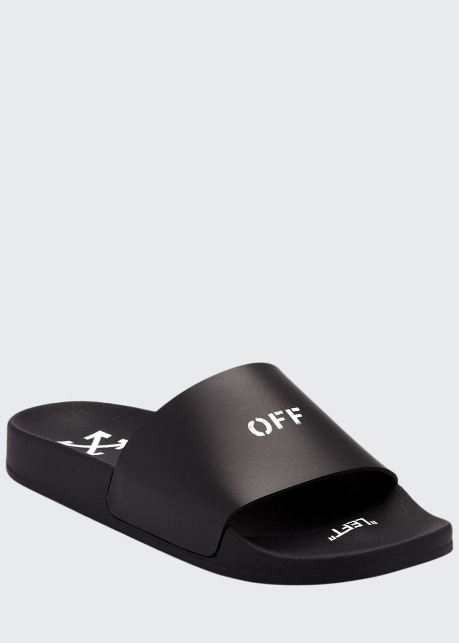 Off White Men s Stamp Logo Pool Slides Bergdorf Goodman