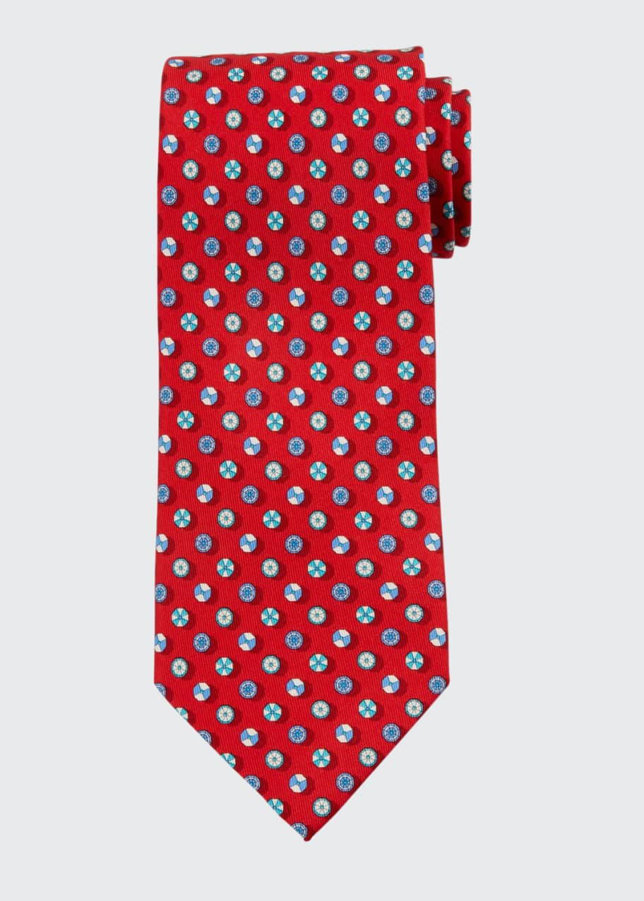 Image 1 of 1: Umbrella-Print Silk Tie, Red