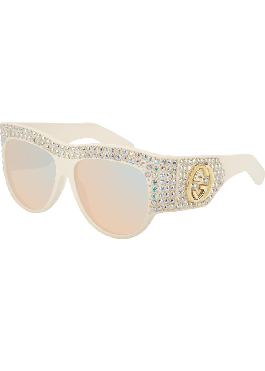 Gucci Crystal Studded Mirrored Sunglasses - Bergdorf Goodman display picture 2