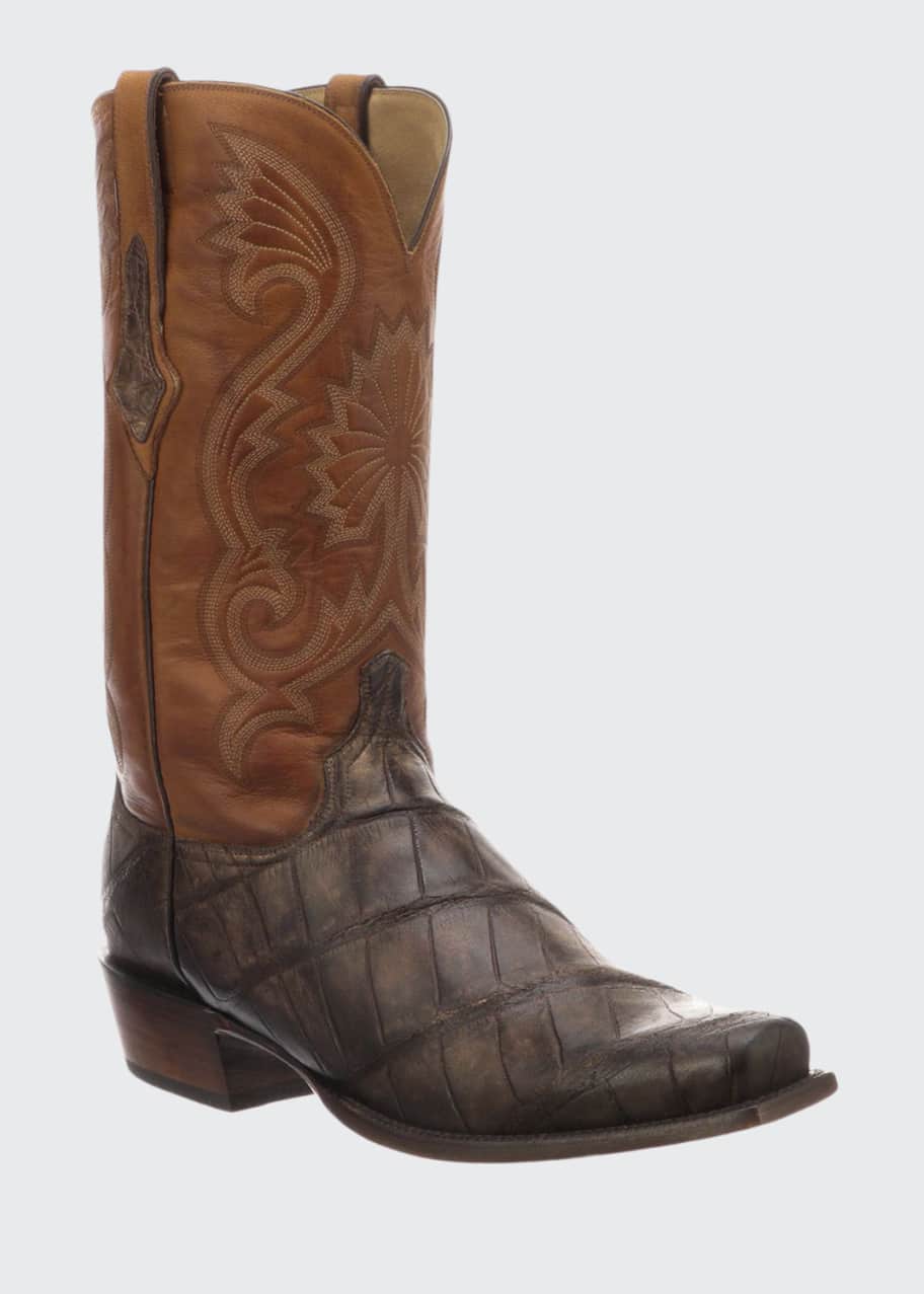 Image 1 of 1: Men's Rio Gator Leather Western Cowboy Boots (Made to Order)