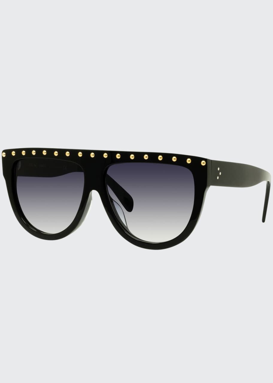 Celine Studded Flattop Shield Sunglasses - Bergdorf Goodman