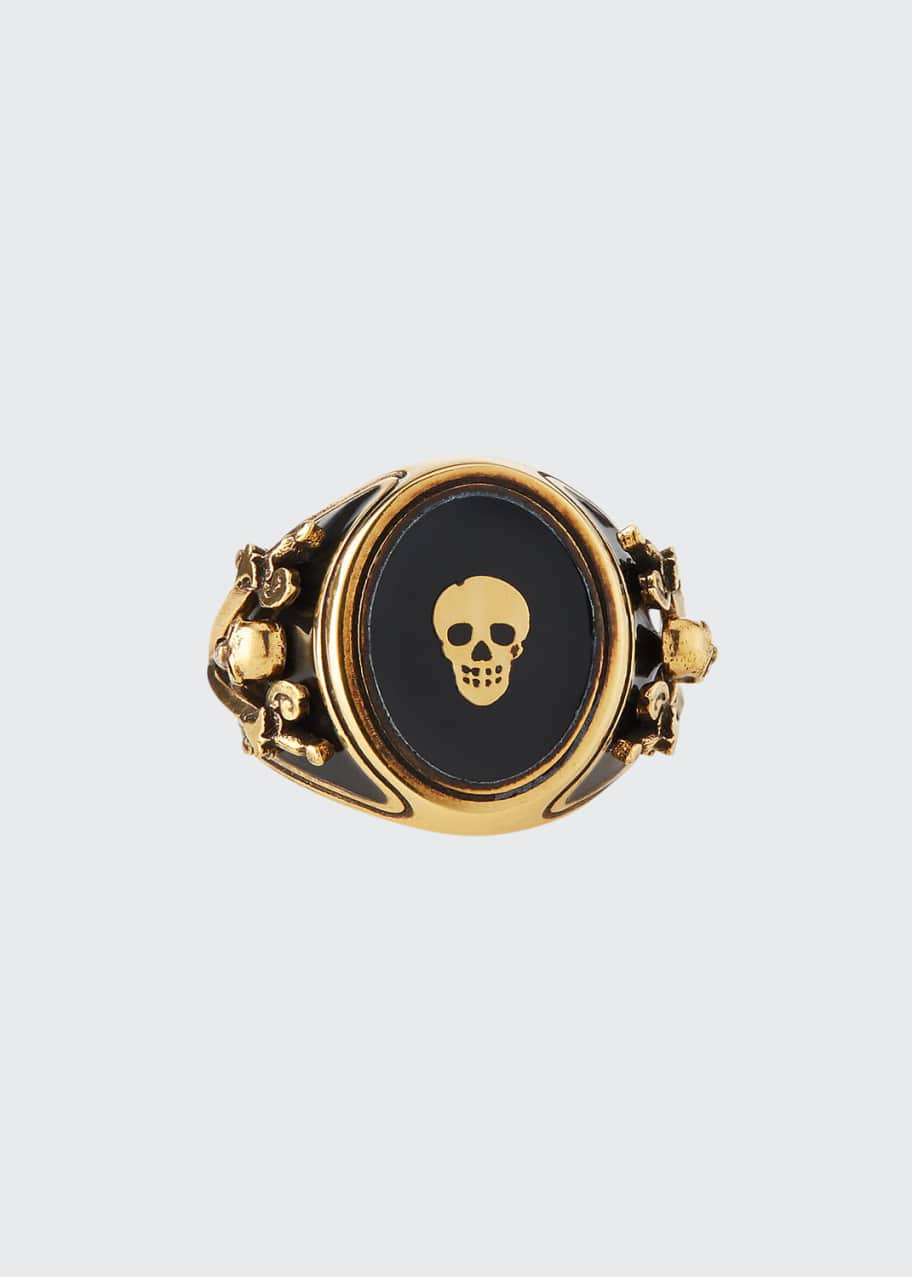 Alexander mcqueen enamel skull ring outlet