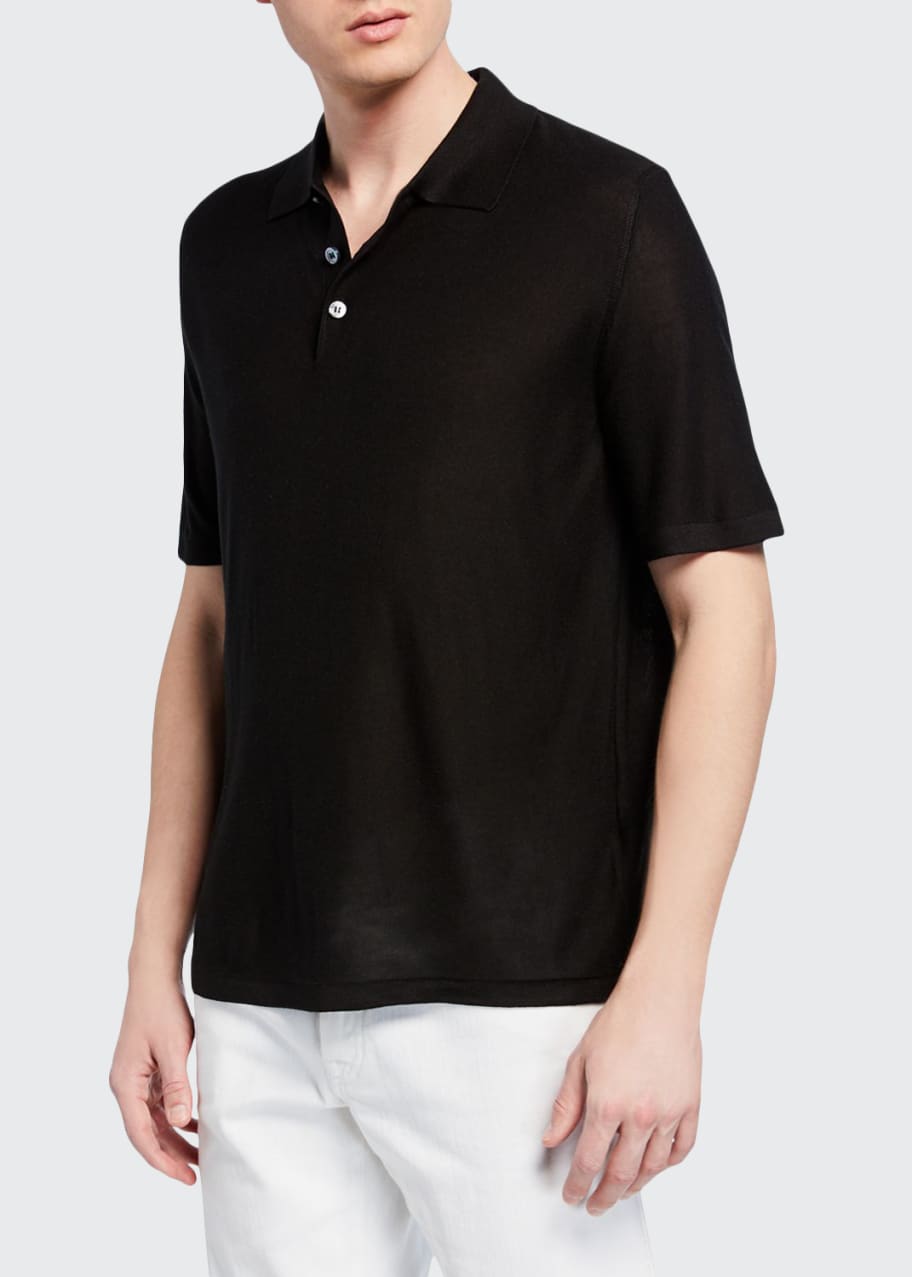 Brioni Men's Silk Polo Shirt Bergdorf Goodman