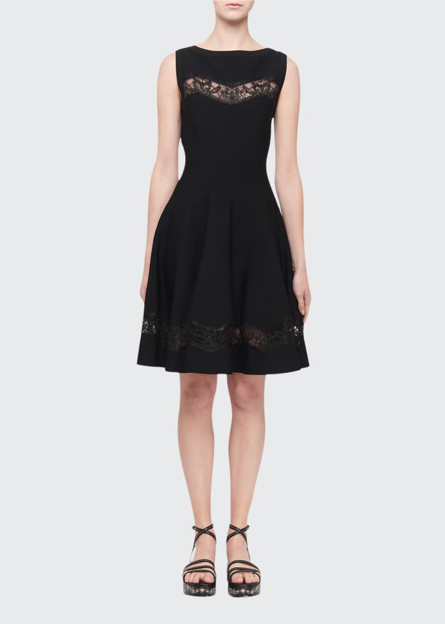 ALAIA Raffia-Embroidered Sheer Panel Dress - Bergdorf Goodman