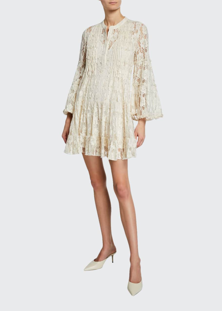 Alexis Emelya Floral Lace Bell Sleeve Mini Dress Bergdorf Goodman