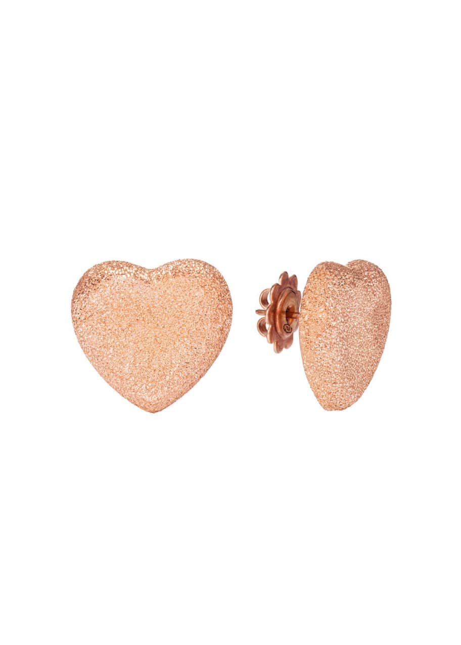 Carolina Bucci 18k Pink Gold Florentine Heart Stud Earrings
