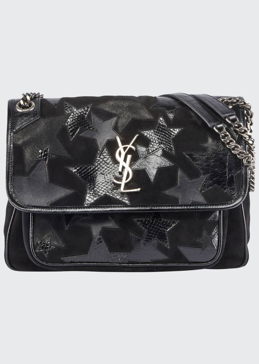 Image 1 of 1: Niki Medium YSL Monogram Stars Flap Shoulder Bag