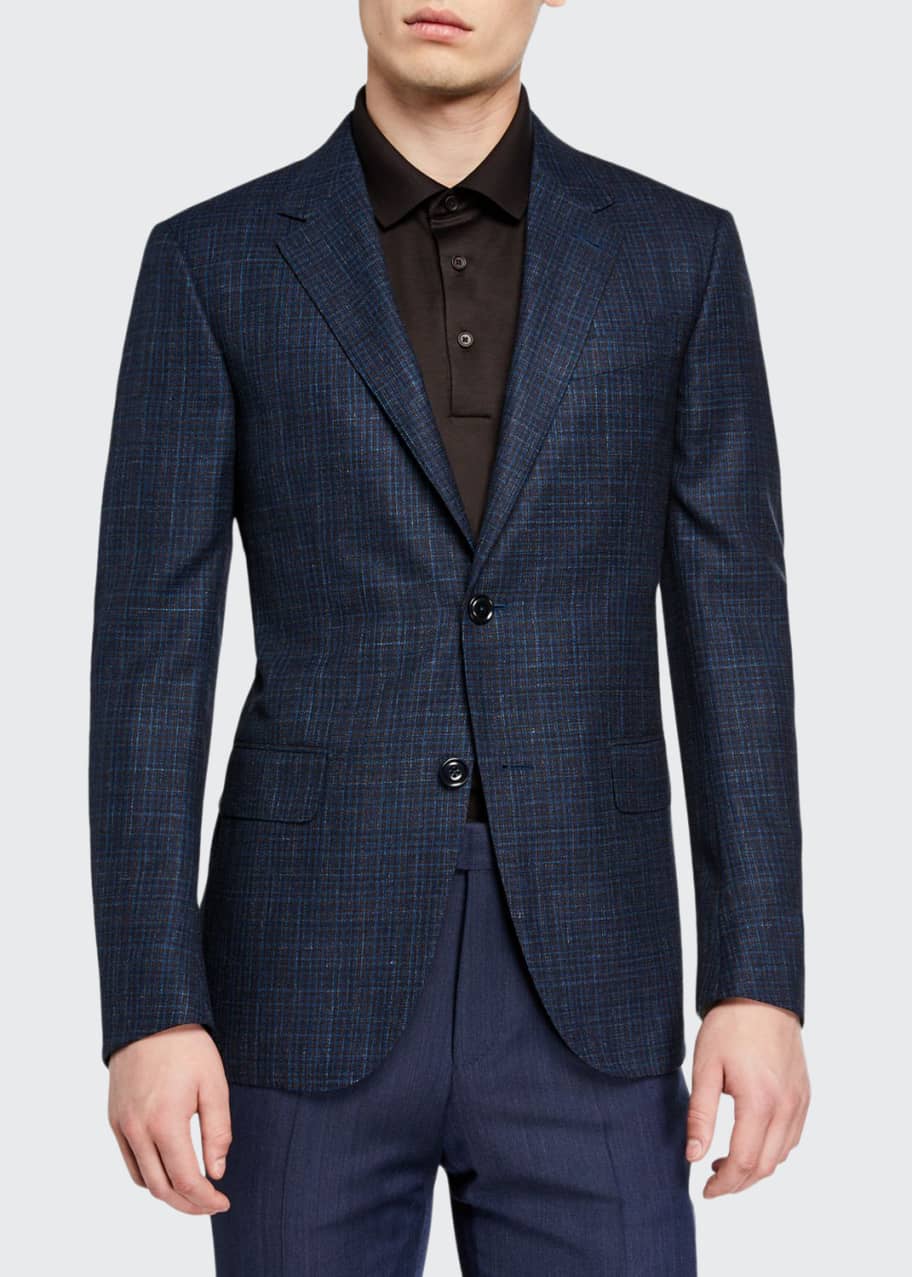 Image 1 of 1: Men's Wool-Blend Check Regular-Fit Sport Coat