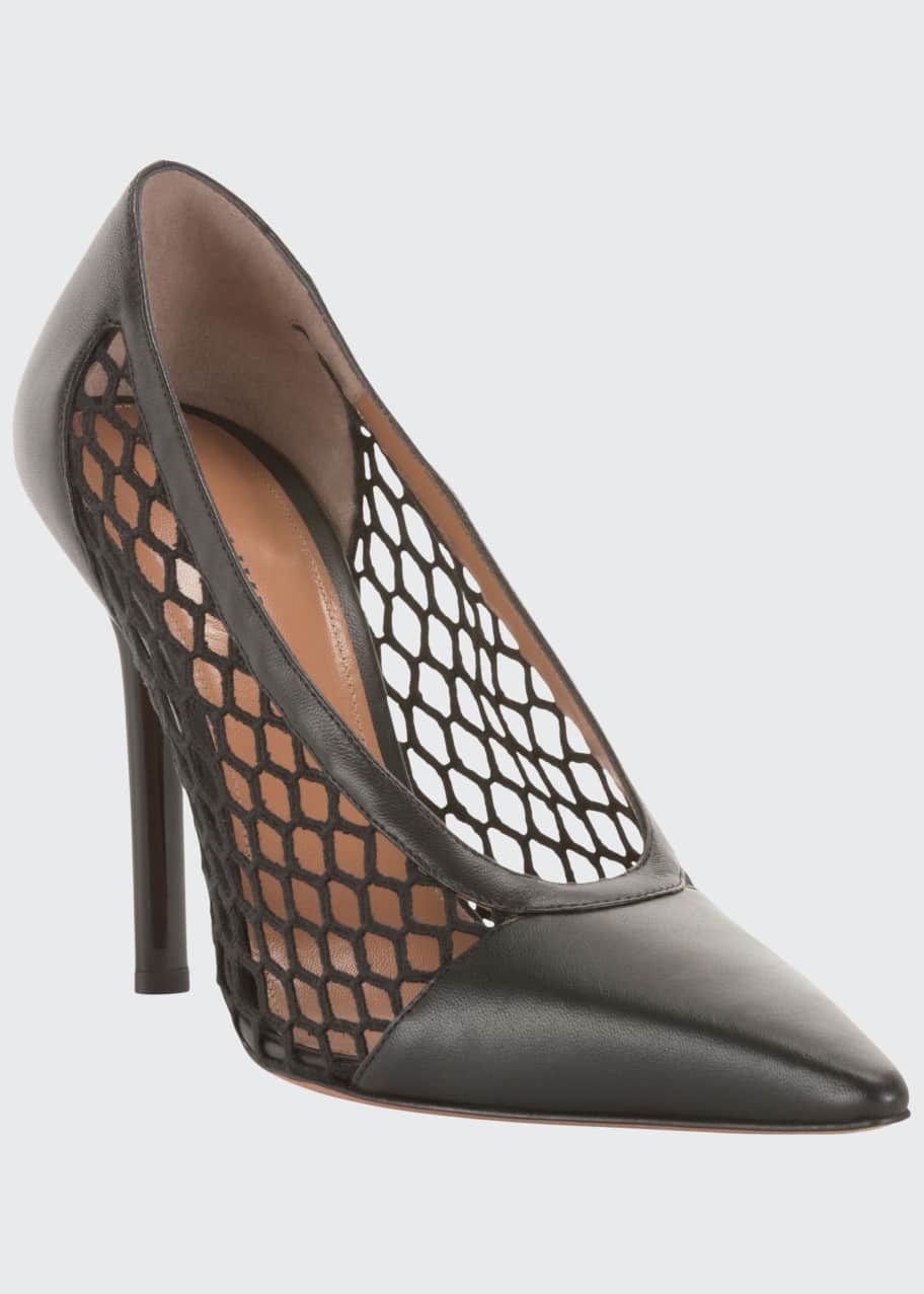 Image 1 of 1: Peppino Fishnet Pointed Pumps