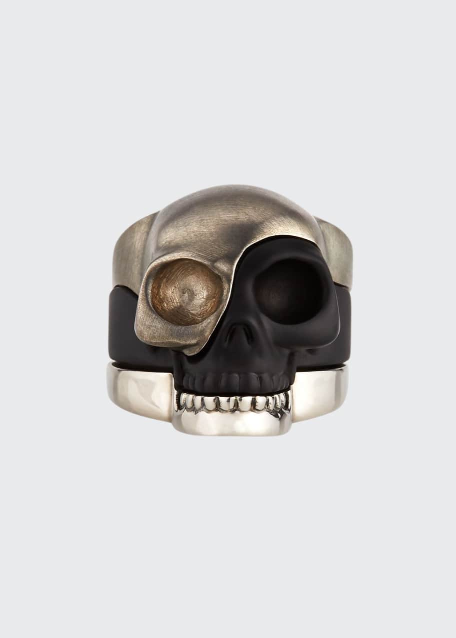 Men s Tri Tone Divided Skull Ring