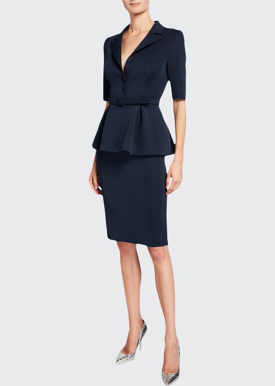Elbow Sleeve Retro Peplum Coat Dress