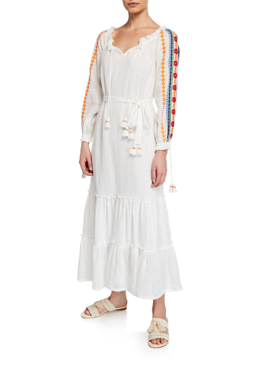 Tory burch embroidered ruffle dress sales