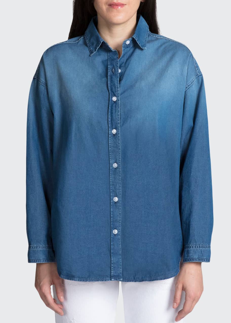 Image 1 of 1: Washed Denim Button-Up Shirt