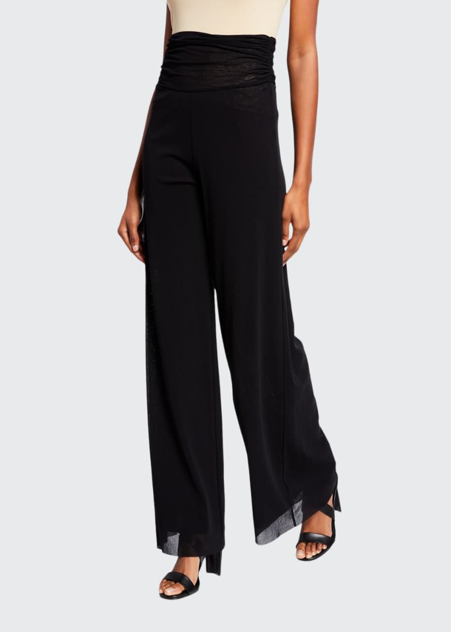 Image 1 of 1: Ruched Tulle Palazzo Pants