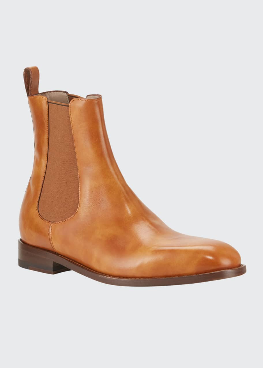 Manolo Blahnik Men's Delsa Leather Chelsea Boots - Bergdorf Goodman