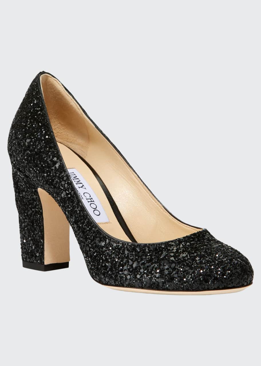 Jimmy Choo Billie Glittered BlockHeel Pumps Bergdorf Goodman