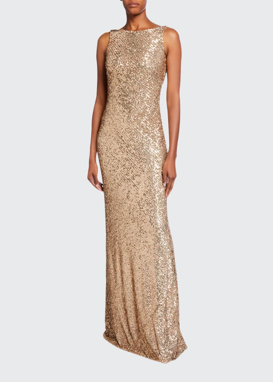 Naeem Khan Sleeveless Beaded Cowl-Back Gown - Bergdorf Goodman