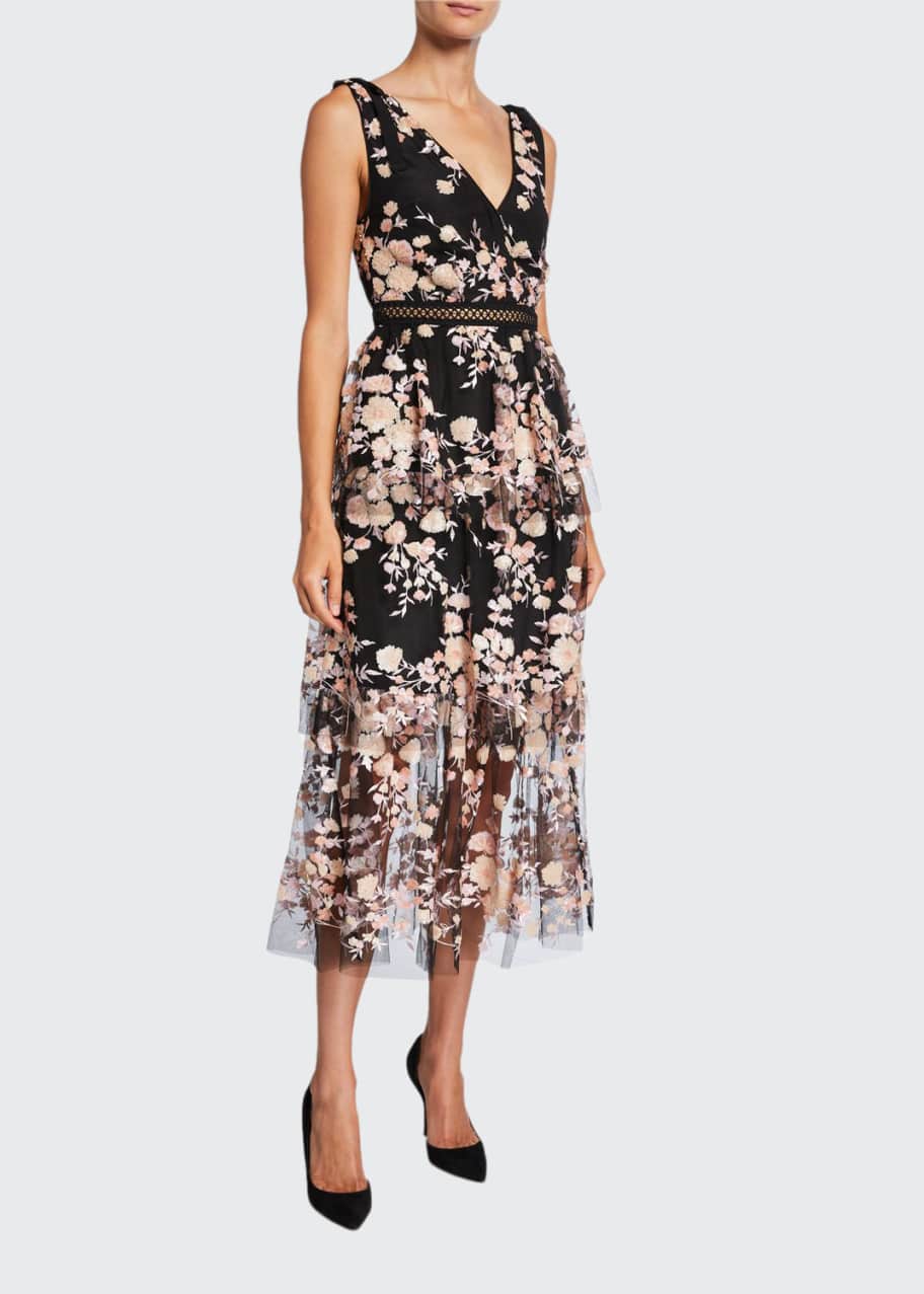 Self portrait midnight floral new arrivals mesh dress